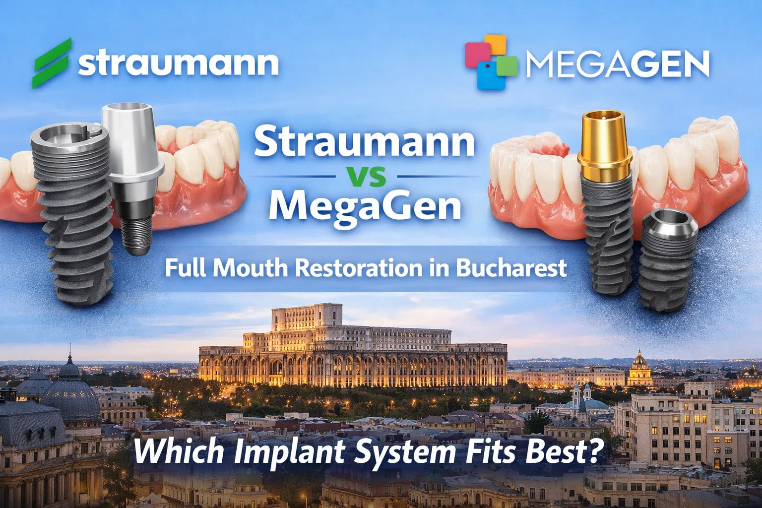 Straumann or MegaGen full mouth implants in Bucharest Romania