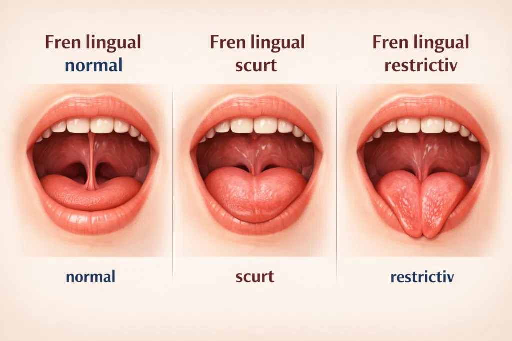 Poze fren lingual: normal, scurt, restrictiv Poze fren lingual: normal, scurt, restrictiv